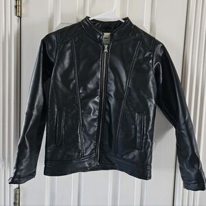 Black Vegan Leather Kids Moto Jacket, Sz 11/12 - Classic, Versatile, Edgy, Chic